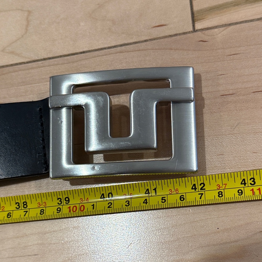 J.lindeberg stockholm Black Belt with Silver Buckle